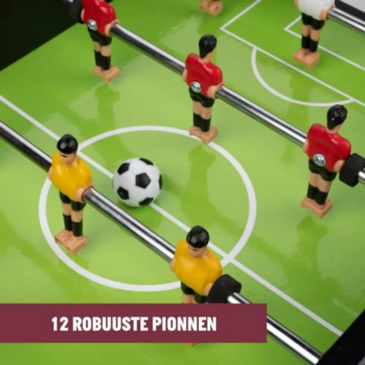 Umbro Mini Tischkicker - Kompakter Kickertisch mit 12 Spielern in Rot und Gelb, inkl. 2 Mini Fußballen, Schwarz – Bild 4