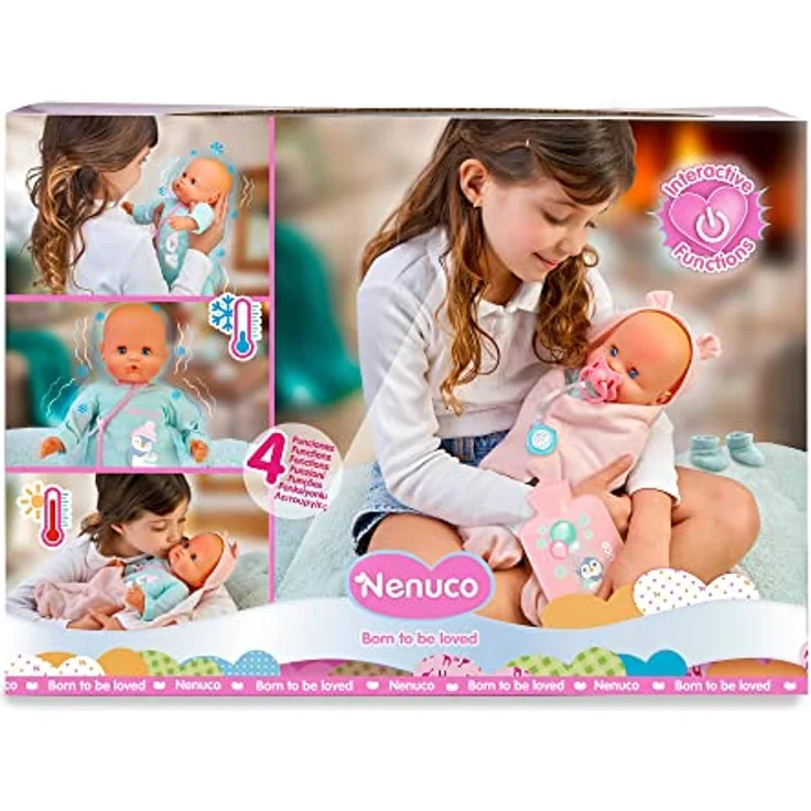 Nenuco - Ist Mein Baby gut zugedeckt?, Babypuppe Weichkörper, die krank Wird, zugedeckt Wird, zittert und Fieber hat, mit Schnuller und Babyschühchen als Pflegezubehör, Famosa (700017360) – Bild 14