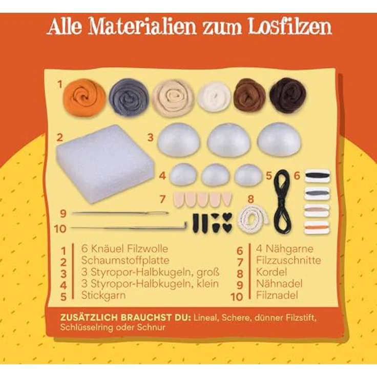 Kosmos Kreativset AllesKönnerKiste, Die Schule der magischen Tiere, Filzset mit Fuchs, Schildkröte und Koala für kreatives Basteln ab 8 Jahren – Bild 4