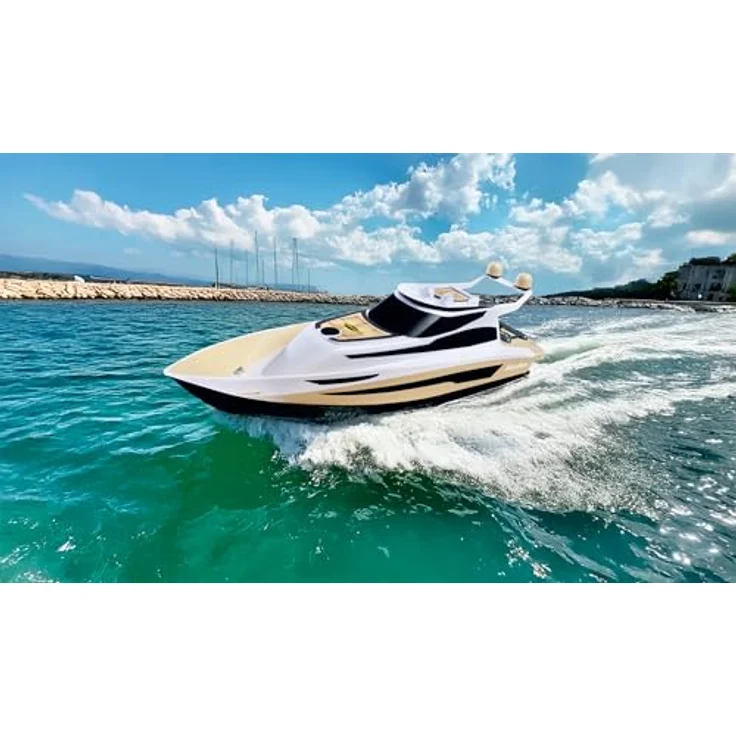 Carson RC Yacht Hurikan 2.4G, ferngesteuertes Boot in Sandfarben und Weiß mit bis zu 40 Minuten Fahrzeit und 50 m Reichweite, 100% RTR – Bild 4
