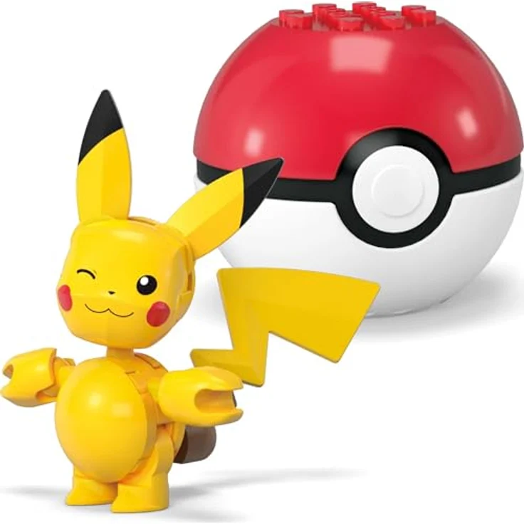 MEGA Pokémon 2er Pokéball Set - Pikachu und Ditto, Bauspielzeug ab 7 Jahren, offizielles Lizenzprodukt, kompatibel mit allen Pokémon-Bausets, gelb und rosa – Bild 4