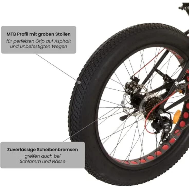 26 Zoll Galano Fatman 4.0 Zoll FAT TYRE Fatbike, Farbe:Schwarz - Preisvergleich – Bild 5
