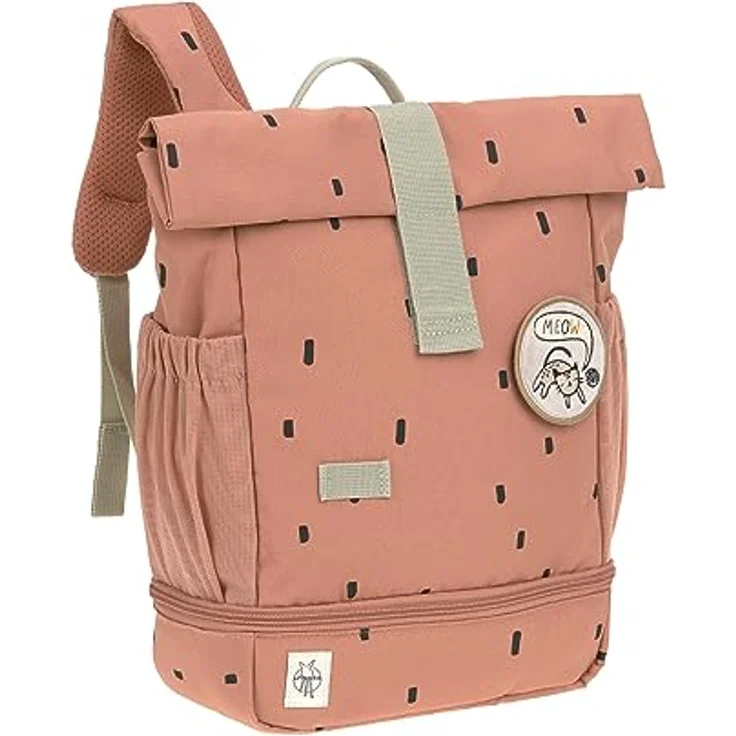 LÄSSIG Kindergartenrucksack Kinderrucksack Rolltop mit Brustgurt wasserabweisend, 11 Liter/Mini Rolltop Backpack Happy Prints Karamell – Bild 1