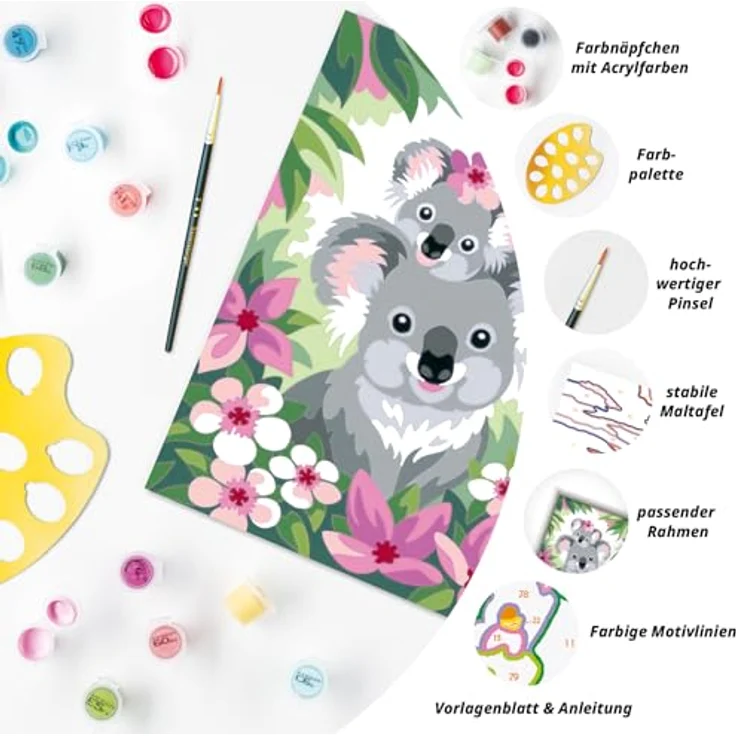 Ravensburger CreArt 20050 Koala Cuties Malen nach Zahlen für Kinder ab 9 Jubiläum 50 Jahre Blaues Dreieck mit kindgerechten Acrylfarben – Bild 5