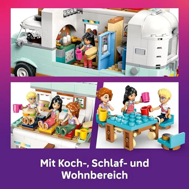 LEGO Friends Wohnmobil, Bauset mit 3 Minifiguren und Frettchen Tierfigur, kreatives Spielset für Camping-Abenteuer, Geschenk für Mädchen ab 7 Jahren – Bild 3