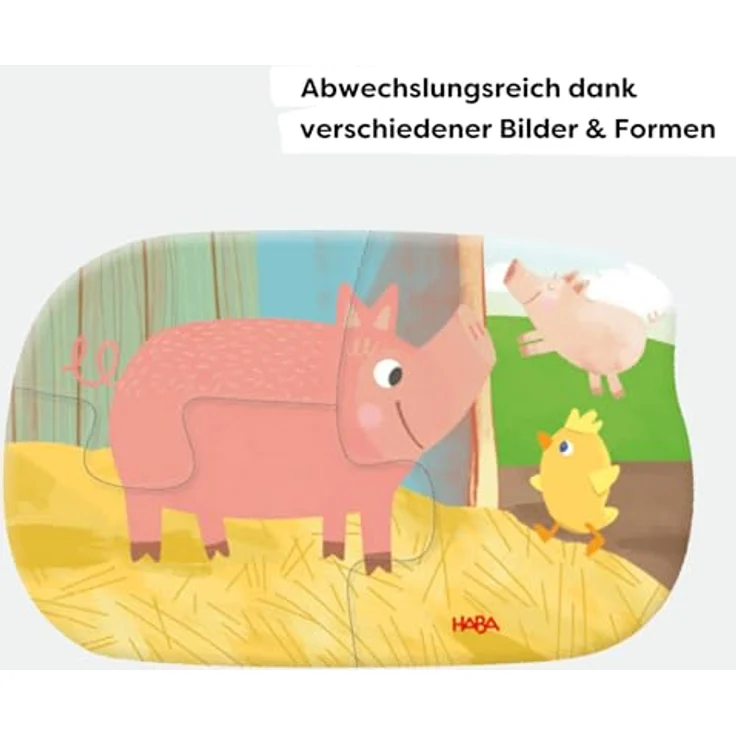 HABA 6 erste Puzzles Bauernhof, einfache Puzzles ab 2 Jahren, fördert Feinmotorik & Konzentration, mit liebevollen Bauernhof-Motiven – Bild 3