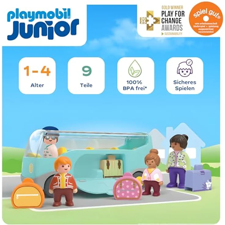 PLAYMOBIL Reisebus Junior 71682, Spielzeugbus mit Gepäckfächer, für Kinder 1-4 Jahre, inkl. Figuren und Zubehör – Bild 5