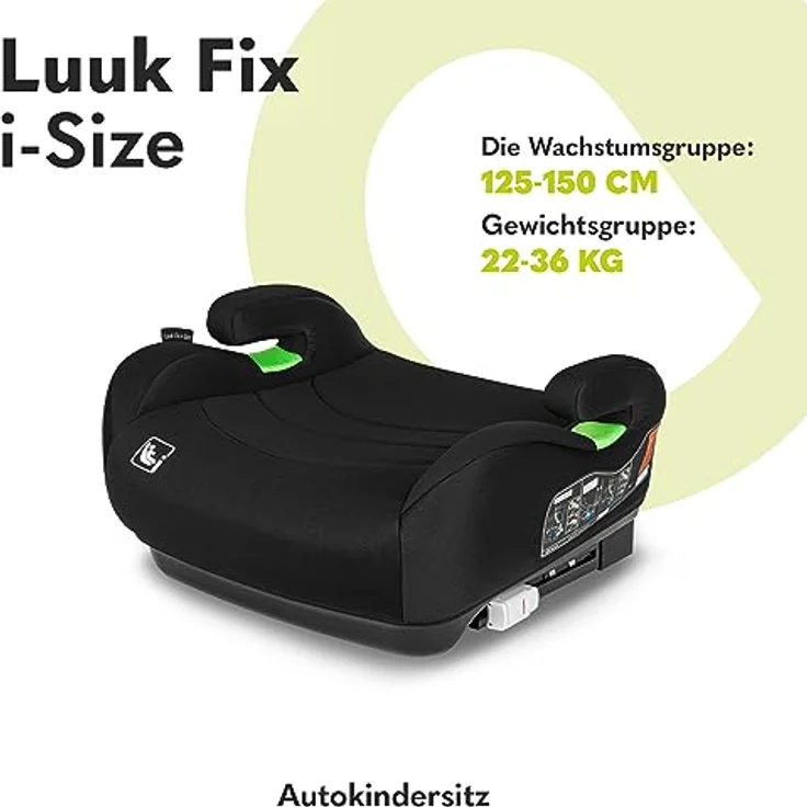 lionelo Kindersitzerhöhung LUUK FIX I-SIZE, ISOFIX / I-SIZE / Maschinenwaschbar, 22-36 kg, 125-150 cm, (Set) – Bild 2