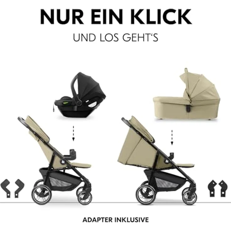 Hauck Kinder-Buggy Shop N Care Trio Set, Komplettset mit Babyschale, Babywanne und Adapter – Bild 3