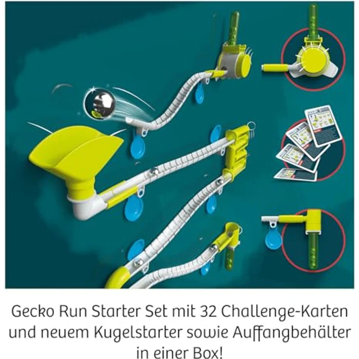 KOSMOS Gecko Run Challenge XXL, Kugelbahn mit 32 Aufgabenkarten und 2 Starter Sets, vertikale Murmelbahn für Kinder ab 8 Jahren, umweltfreundliches Konstruktionsspielzeug – Bild 2