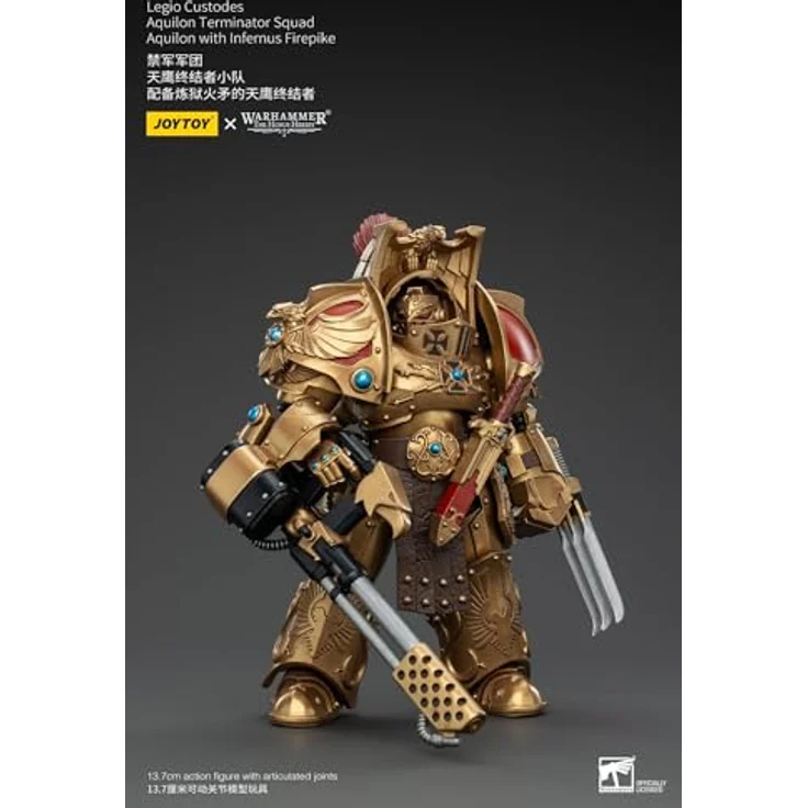JOYTOY Warhammer The Horus Heresy Action Figure 1/18 Legio Custodes Aquilon Terminator Squad mit Infernus Firepike, 14 cm, beweglich und mit Zubehör – Bild 3