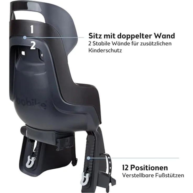 Bobike Fahrradkindervordersitz GO MAXI für 26”-29” Fahrräder, Urban Schwarz, TÜV GS geprüft – Bild 5