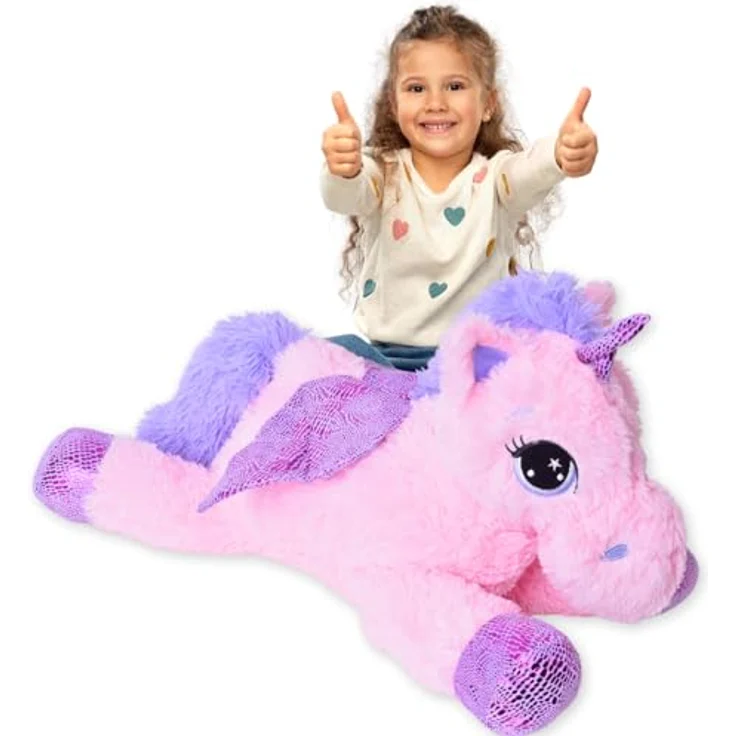 TE-Trend Einhorn Plüschtier 60cm Rosa, Kuscheliges Stofftier für Kinder mit magischem Design – Bild 2