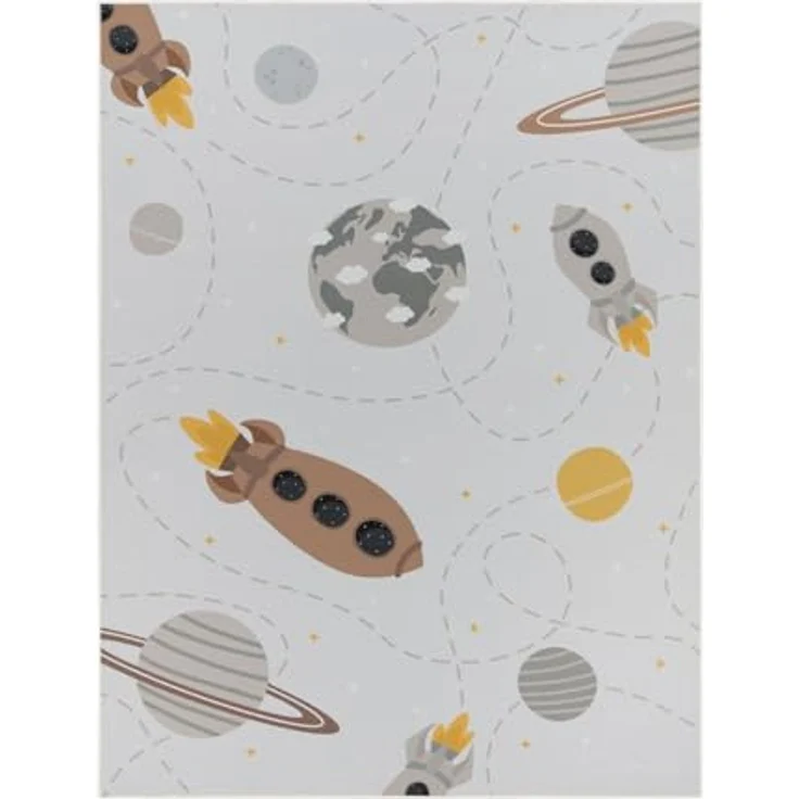 TT Home Kinderteppich Tiere Weltkarte Autos, rutschfest, beige-braun-gelb, 160x220 cm, 100% Polyester, STANDARD 100 by OEKO-TEX – Bild 5