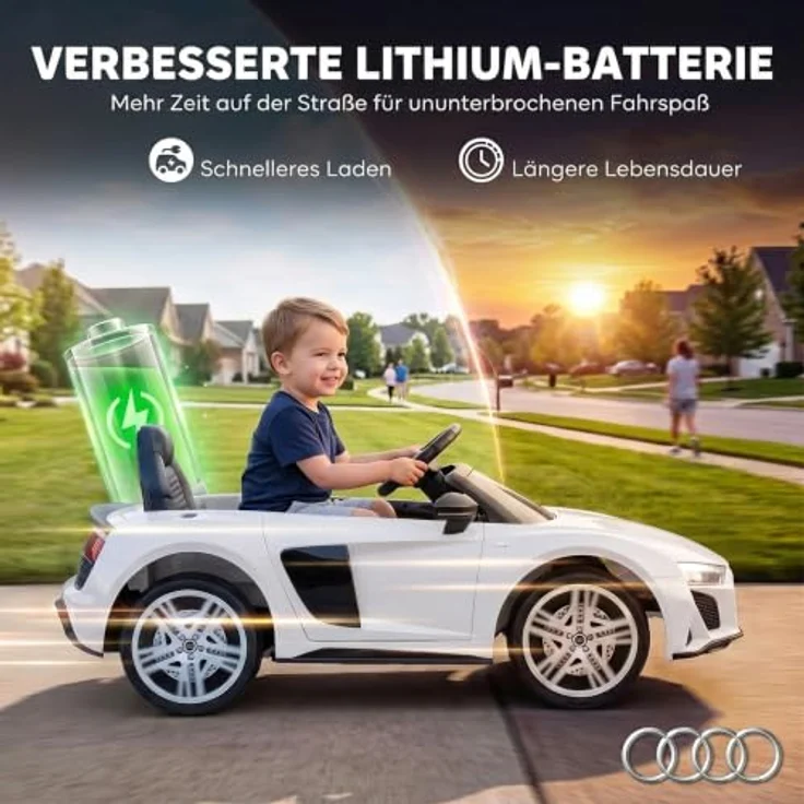 AIYAPLAY Audi R8 Spyder Kinder Elektroauto 12V mit Fernbedienung, Lithium-Akku, Soft-Start-Funktion und Hinterradfederung – Bild 5