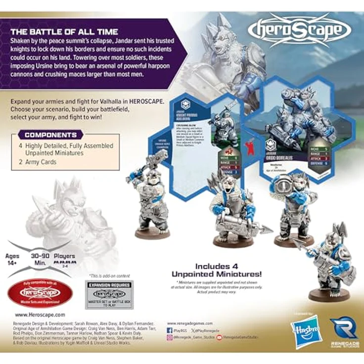 Renegade Heroscape Erweiterung Rising Tide - Knight Primus Adelbern & Ordo Borealis Army, 4 detaillierte Miniaturen, kompatibel mit Master Sets – Bild 2
