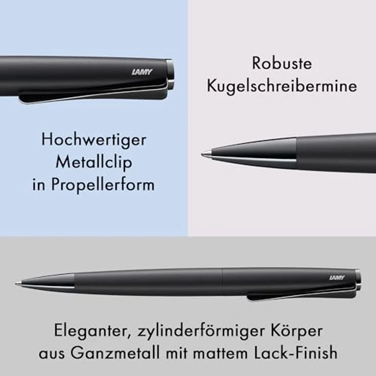 Lamy Kugelschreiber Studio LX, Edelstahl mit mattem schwarzen Softlack-Finish, nachfüllbar, M-Feder – Bild 3