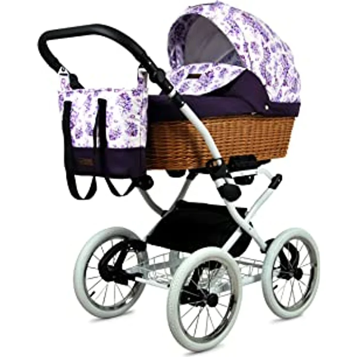 Babylux BabyLux ALU 2in1 Kinderwagen für Kleinkinder – Lilac Flowers White Frame, Max. 15kg, verstellbare Rückenlehne und Fußstütze, elegantes Design – Bild 2