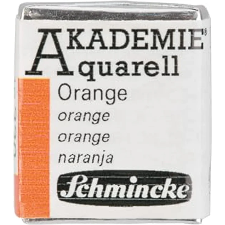 Schmincke AKADEMIE® Aquarellfarbe, Orange 330, halbes Näpfchen, vegane Künstler-Aquarellfarbe mit hoher Lichtechtheit und guter Vermalbarkeit – Bild 1