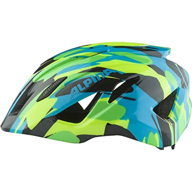 ALPINA PICO - Leichter, Optimal Klimatisierter & Bruchfester Fahrradhelm Mit Fliegennetz Für Kinder, neon-green blue gloss, 50-55 cm – Bild 2