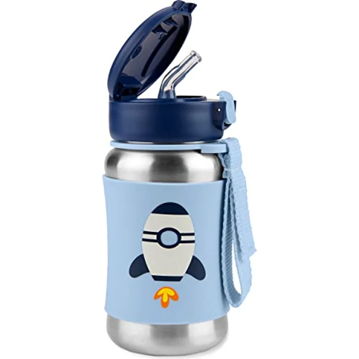 Skip Hop Spark Style Rocket Wasserflasche, Edelstahl mit Strohhalm für Kinder, 12 m+, praktische Größe, ideal für unterwegs – Bild 2