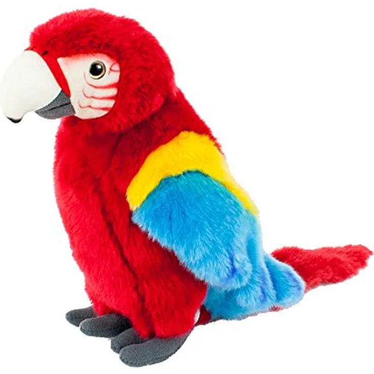 Teddys Rothenburg Kuscheltier Papagei stehend rot/blau/gelb 28 cm Plüschpapagei Plüschvogel by Uni-Toys - Kunterbunter Plüschpapagei für spannende Ausflüge