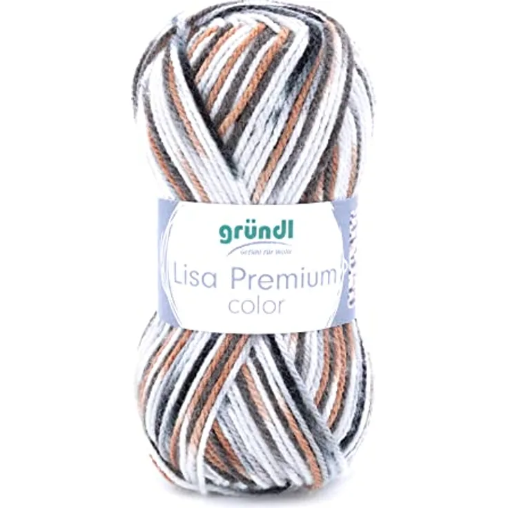 Gründl Lisa Premium color (Strick- & Häkelgarn mit wollähnlichem Charakter aus 100 % Polyacryl, 50 g / 133 m, Nadelstärke: 3,5 - 4,5, 1 x 50 g), schwarz-grau-weiß-color