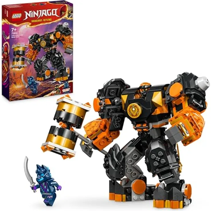 LEGO NINJAGO Coles Erdmech, Actionfiguren-Spielzeug mit veränderbarem Mech, Ninja-Set mit 2 Figuren inklusive Cole, Geschenk für 7-jährige Jungs und Mädchen 71806