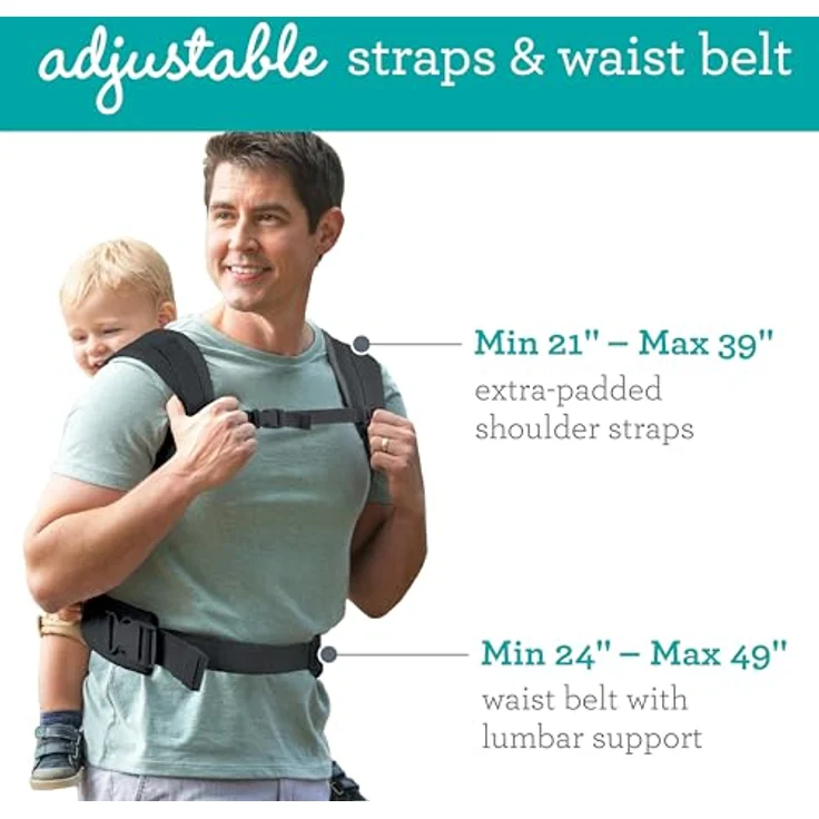 Infantino BKids Babytrage Flip Advanced, Bauch- und Rückentrage mit 4 Positionen, schwarz, für Babys von 3,6 bis 14,5 kg – Bild 3