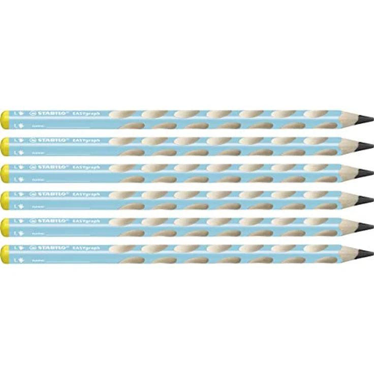 STABILO EASYgraph Ergonomischer Dreikant-Bleistift für Linkshänder in blau - 6er Pack - PEFC-zertifiziertes Holz - HB-Mine - Rutschfeste Griffmulden – Bild 1