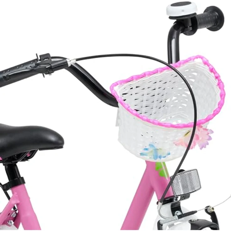 Bachtenkirch Kinderfahrrad Matt Pink 12 Zoll für Mädchen ab 3 Jahre, Rücktrittbremse, Stützräder, Ständer, Glocke, Korb, Gepäckträger – Bild 3