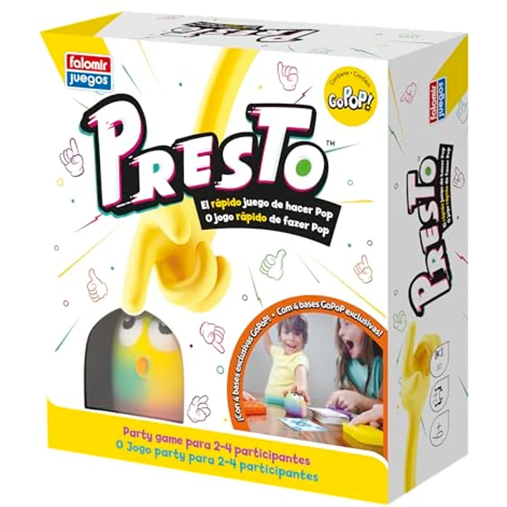 Falomir Presto GoPop!, interaktives Brettspiel für 2-4 Spieler, beinhaltet 50 Presto-Karten und Mrs. Bubble, für Kinder ab 6 Jahren – Bild 2