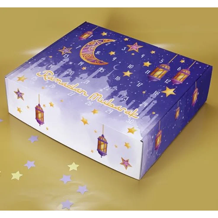 Herz&Heim Ramadan Kalender zum selbst Befüllen – DIY Countdown Kalender mit 30 Türchen (Lila Nachthimmel) – Bild 3