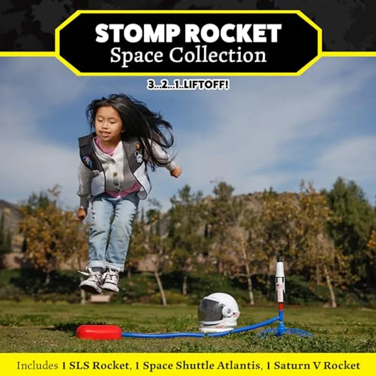 No Name NASA Collection Stomp Rocket Spielzeug, luftbetriebene Raketen mit verstellbarer Startrampe und 3 Modellen (Saturn V, Raumfähre Atlantis, Artemis), für Kinder ab 3 Jahren – Bild 3