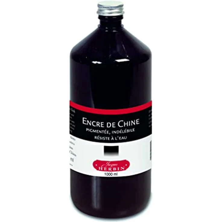 OTTO Maltuch Zeichentusche 1000 ml, schwarze Tusche mit hoher Lackkonzentration, lösungsmittelbeständig für Feder und Pinsel – Bild 2