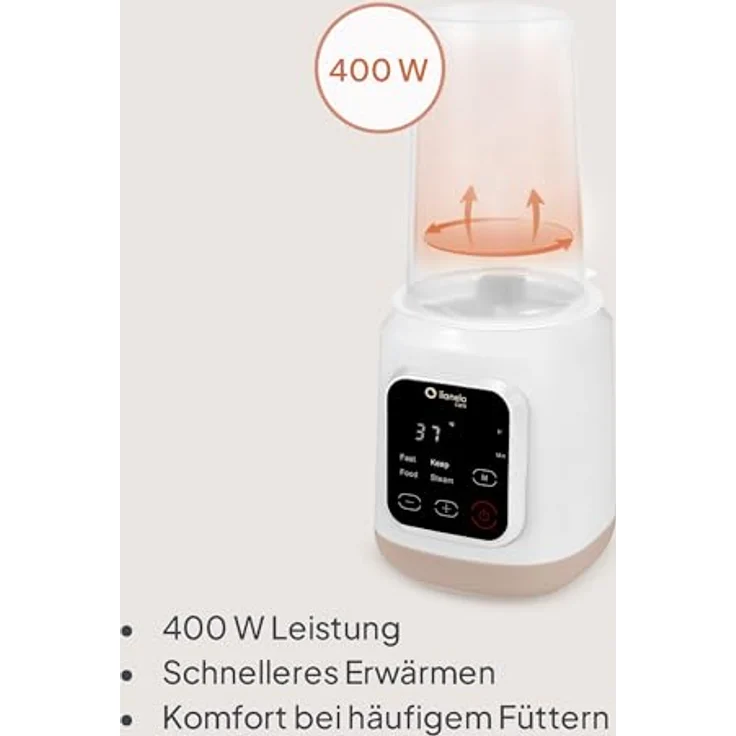 Lionelo Thermup 3.0, Elektrischer Flaschenwärmer Baby 6-in-1 mit Sterilisator, 400 W, Touchdisplay, 35–100 °C, Warmhalten bis 24 h, BPA-frei – Bild 2