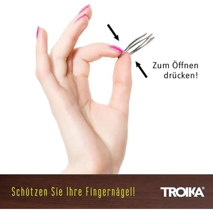 TROIKA Schlüsselanhänger fingernagelschonende Schlüsselringe (1x groß, 3x klein) Edelstahl, matt silberfarben – Bild 3