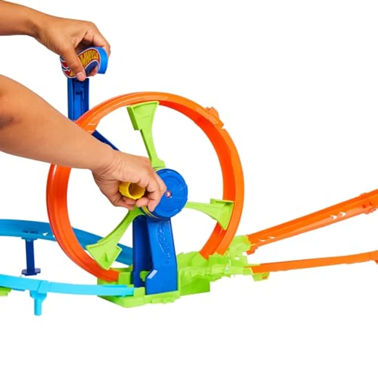 Hot Wheels Action Loop & Crash, Autorennbahn mit innovativem Radmechanismus und Looping, inkl. 1:64 Spielzeugauto, klappbar mit Griff – Bild 3