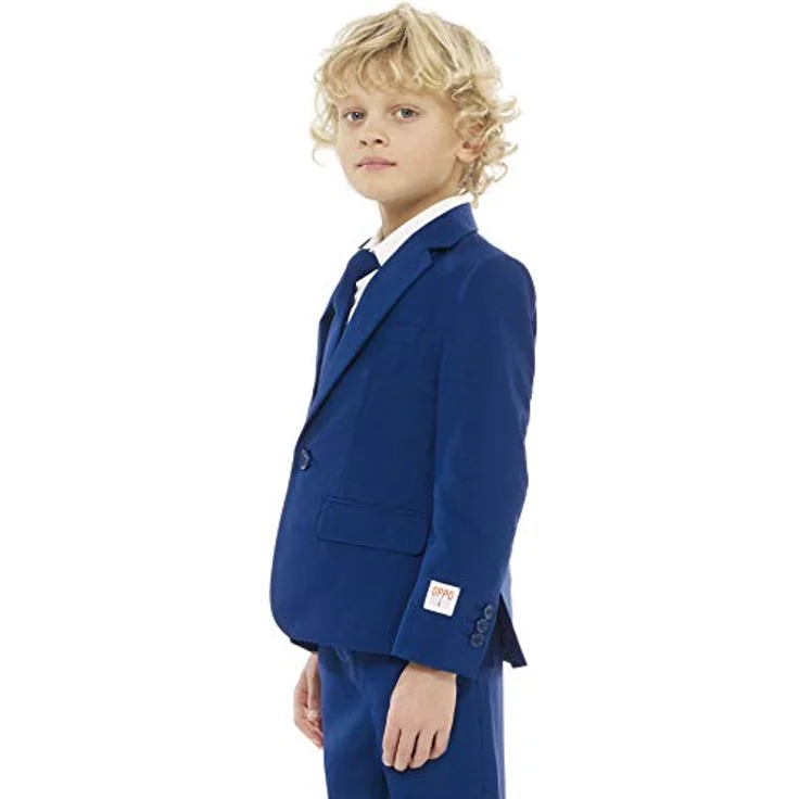 OppoSuits Dunkelblauer Anzug für Jungen zur Kommunion, Slim Fit, 3-teilig mit Jacke, Hose und Krawatte, Maschinenwaschbar, Größen 122-128 – Bild 4