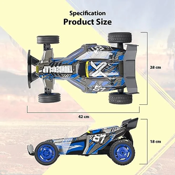 Silvertlit – Exost Ferngesteuertes Auto – Thunder Clap 40 cm – Ultraschnelles blaues XXL-Buggy-Fahrzeug – Geschwindigkeit: 20 km/h - 1:10 – RC-Spielzeug für Kinder ab 5 Jahren – 20645 – Bild 4