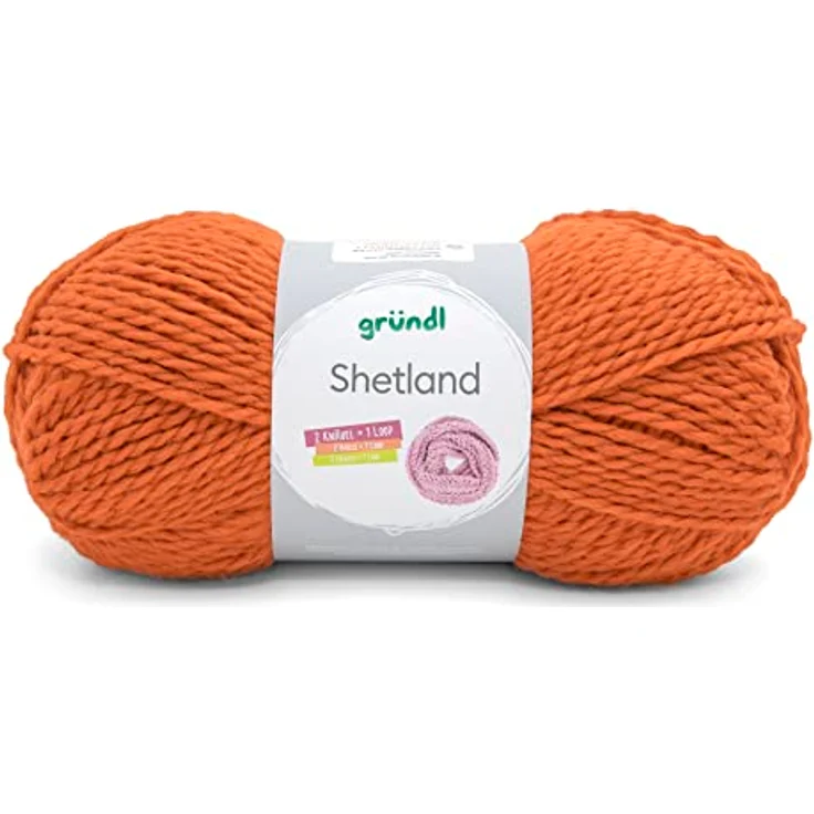 Gründl Shetland Wolle (modisches und weiches Strickgarn aus 80% Polyacryl und 20% Wolle, 100 g / 170 m, Nadelstärke: 7-8, 1 x 100 g), orange – Bild 1
