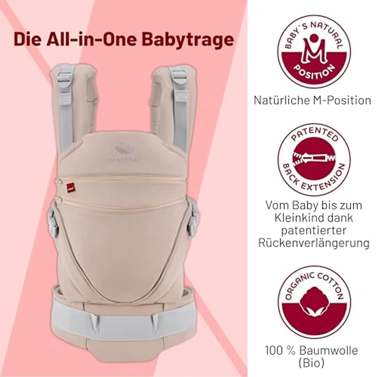 Manduca XT Special Edition, Babytrage der Happy Kollektion mit ergonomischer Passform und stufenlos verstellbarer Stegbreite – Bild 2