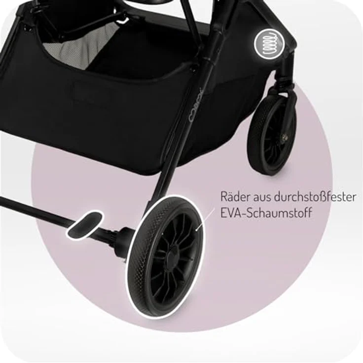 MoMi Kinderwagen ANDREA, Buggy mit automatischem Faltsystem, 5-Punkt-Sicherheitsgurt, Getränkehalter, Einkaufskorb, Zwillingsfunktion, bis 22 kg, inkl. Insekten- und Regenschutz, leicht und kompakt – Bild 3