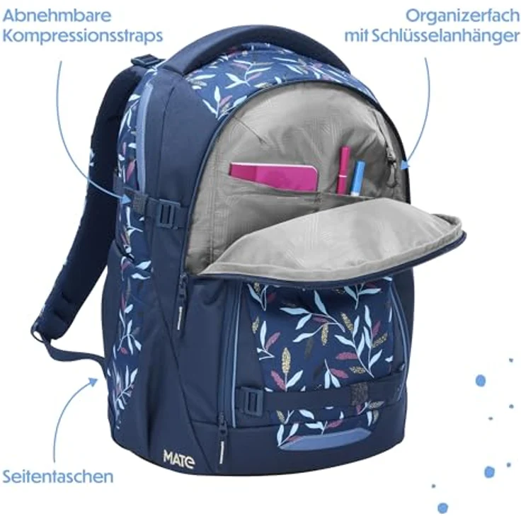 coocazoo Schulrucksack Mate, 44 cm, ergonomisches Easy Grow System, Boho Glam, 4 Fächer, leicht und wasserabweisend – Bild 8