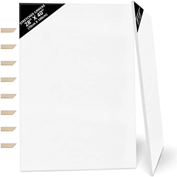 Kurtzy 2er-Pack Leinwände zum Bemalen 70 x 100 cm - Bespannte Keilrahmen Leinwände zum Bemalen XXL aus Holz - Leinwände Geeignet für Acryl- und Ölmalerei Sowie zum Skizzieren und Zeichnen