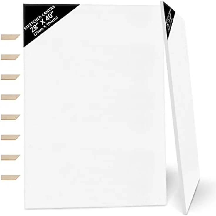 Kurtzy 2er-Pack Leinwände zum Bemalen 70 x 100 cm - Bespannte Keilrahmen Leinwände zum Bemalen XXL aus Holz - Leinwände Geeignet für Acryl- und Ölmalerei Sowie zum Skizzieren und Zeichnen – Bild 1