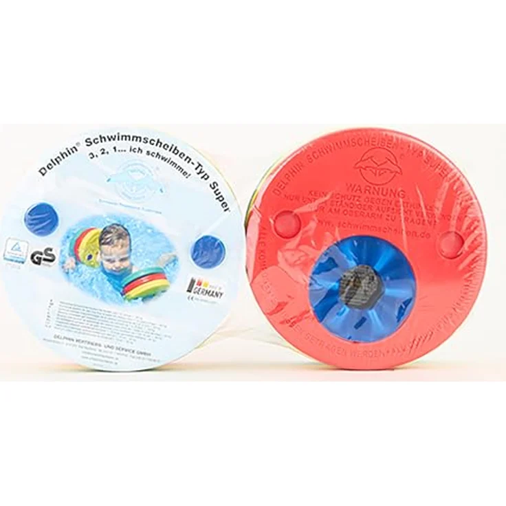 Fashy Delphin Schwimmscheiben, bis 60 kg, PE-Schaum, TÜV- und GZ-zertifiziert, rot-gelb-grün – Bild 4