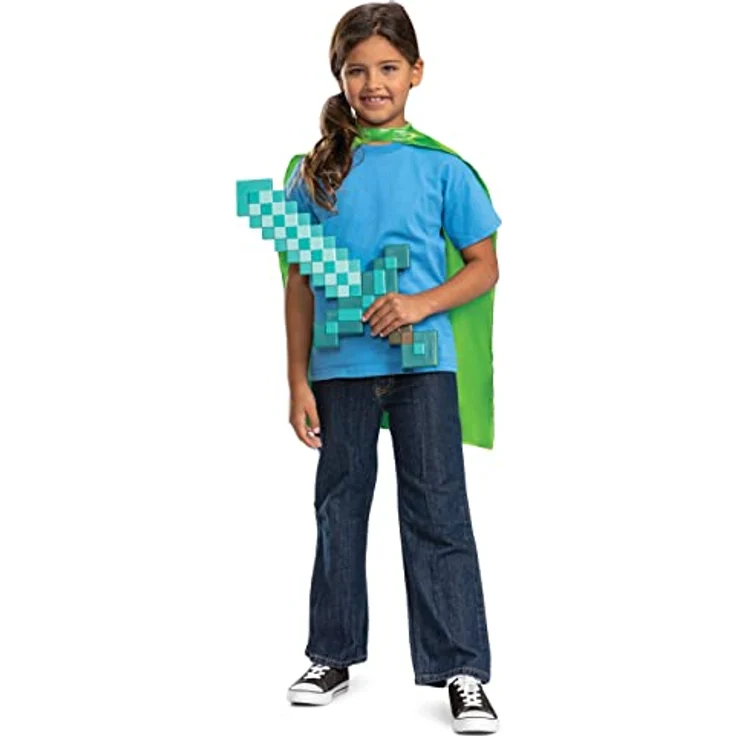 Minecraft Offizielles Diamantschwert & Umhang, 50 cm Spielzeug-Schwert mit Pixel-Details, Einheitsgröße, perfekt für Halloween und Geburtstagsfeiern – Bild 5