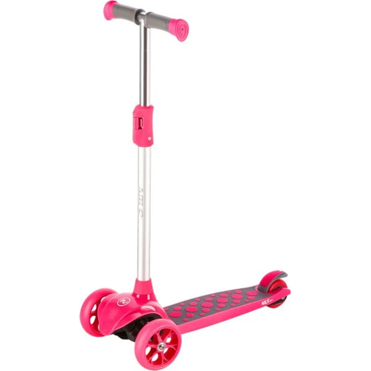 NILS Fun Kinderroller HLB02 rosa, dreirädrig mit LED-Rädern und verstellbarem Lenker