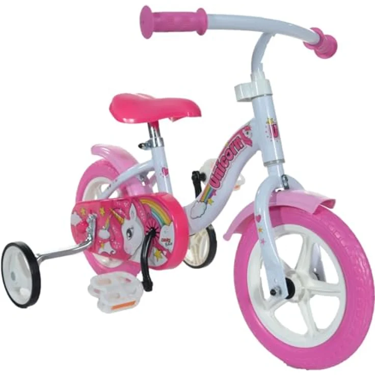 Dino Bikes Baby-Boys Kinderfahrrad Fahrrad, Weiß/Pink, 10 Zoll - TÜV GEPRÜFT, 90% vormontiert, Citybike Optik, für 3-4 Jahre – Bild 1